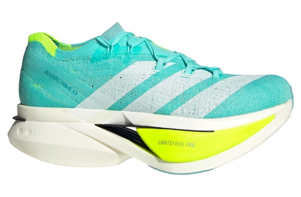 Size 13 Men's Adidas Adizero Prime X3 Strung Running Shoes JR2598 Flash Aqua